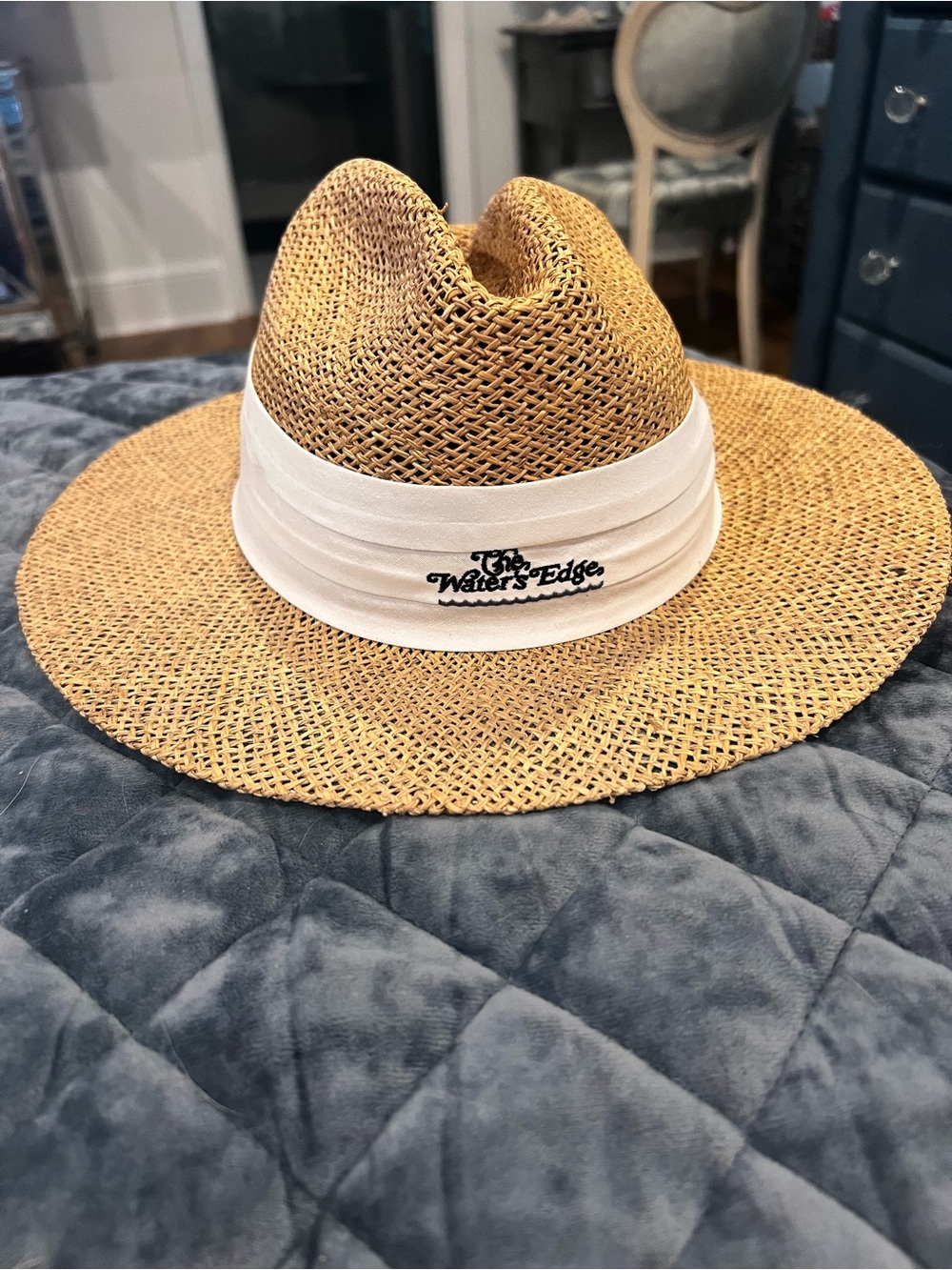 The Water’s  Edge Straw Sun Hat with White Band by Firethorn
